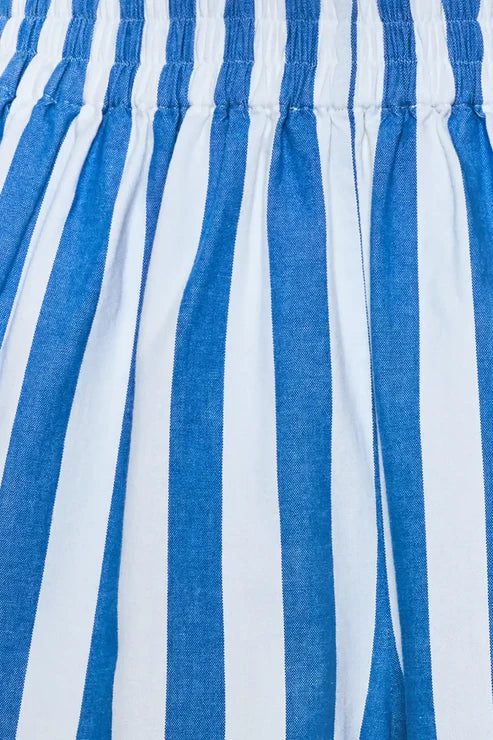 Close-up of blue and white striped fabric