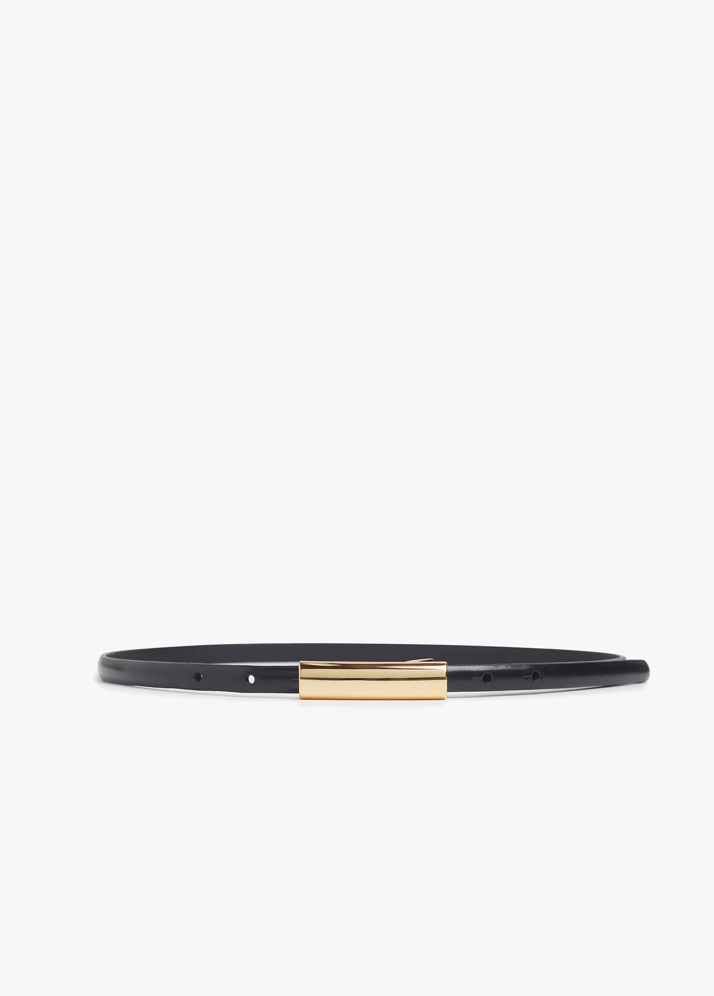Black belt with gold buckle on a white background
