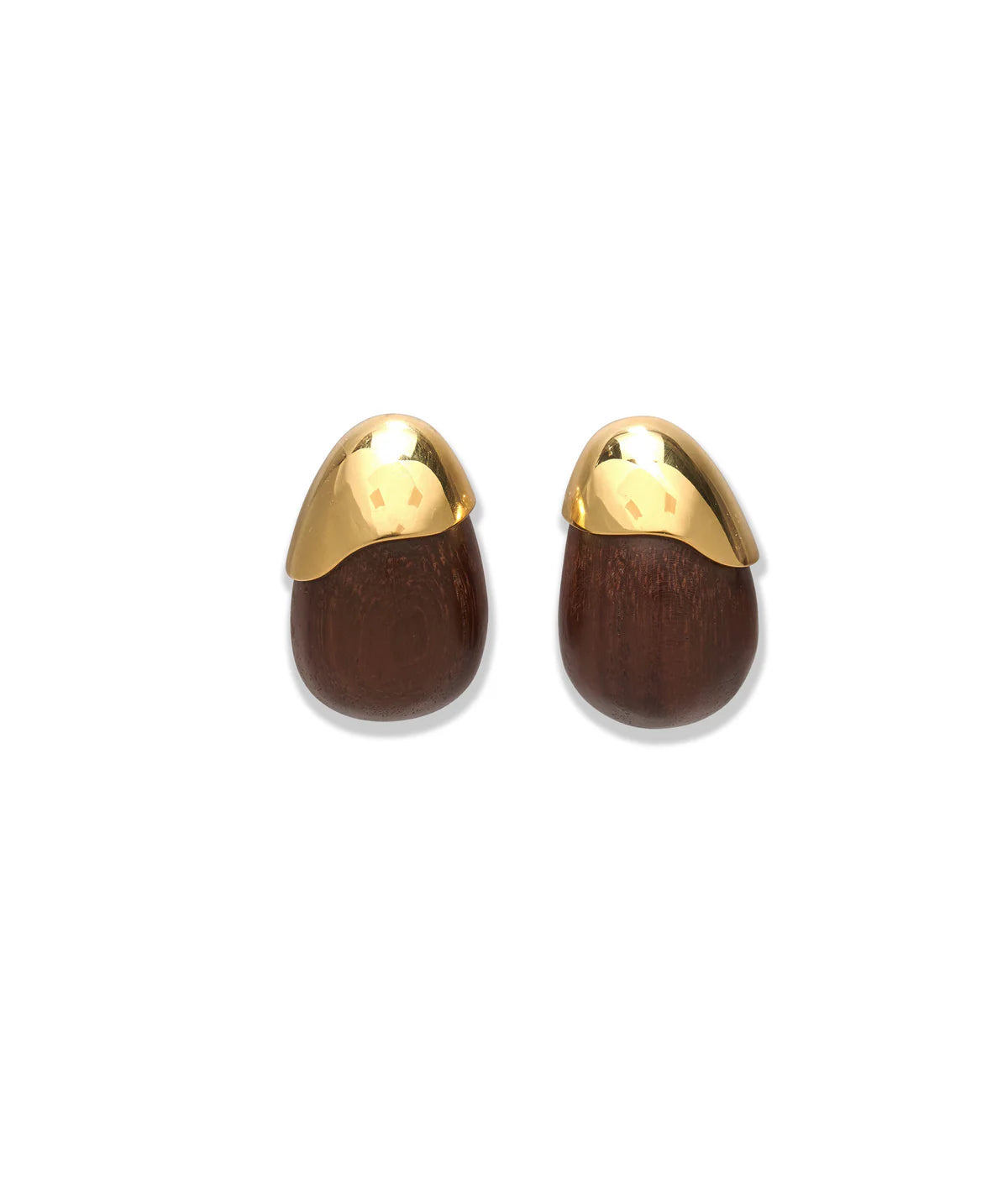 wood toro earrings on white background