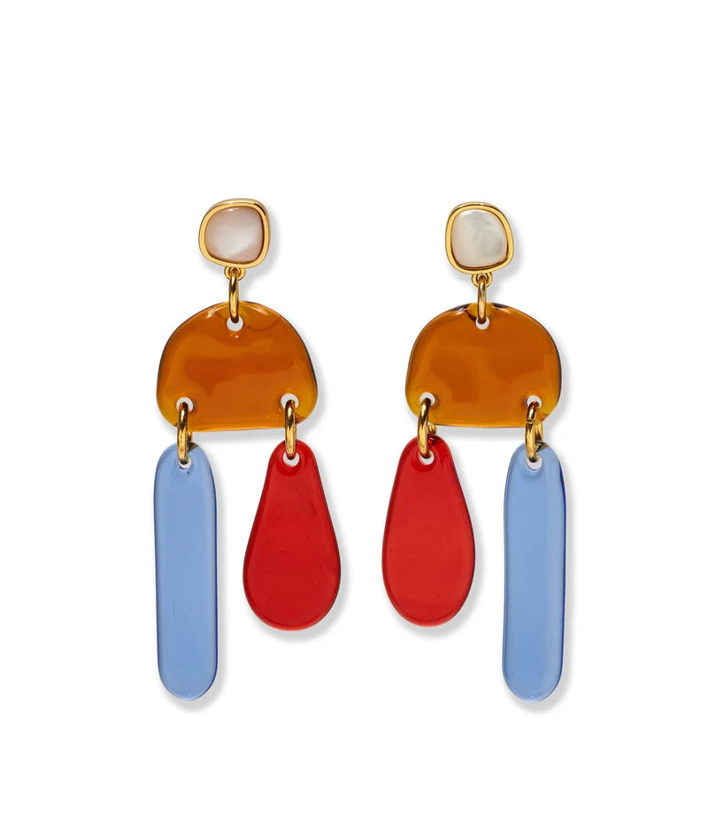 Sun and Sea Earrings front view on white background