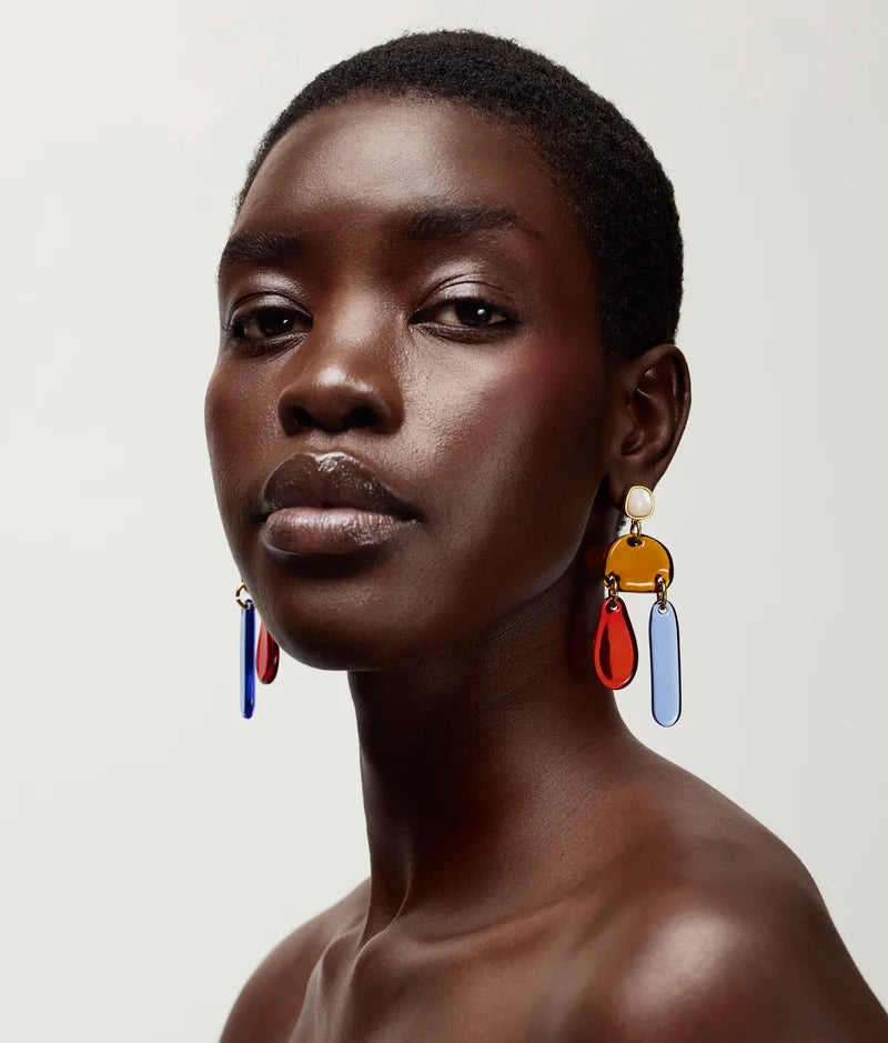 Sun and Sea Earrings on model