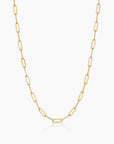 Gold chain necklace on a white background