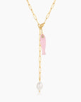 Fortuna Pink Jade Fish Charm on lariat