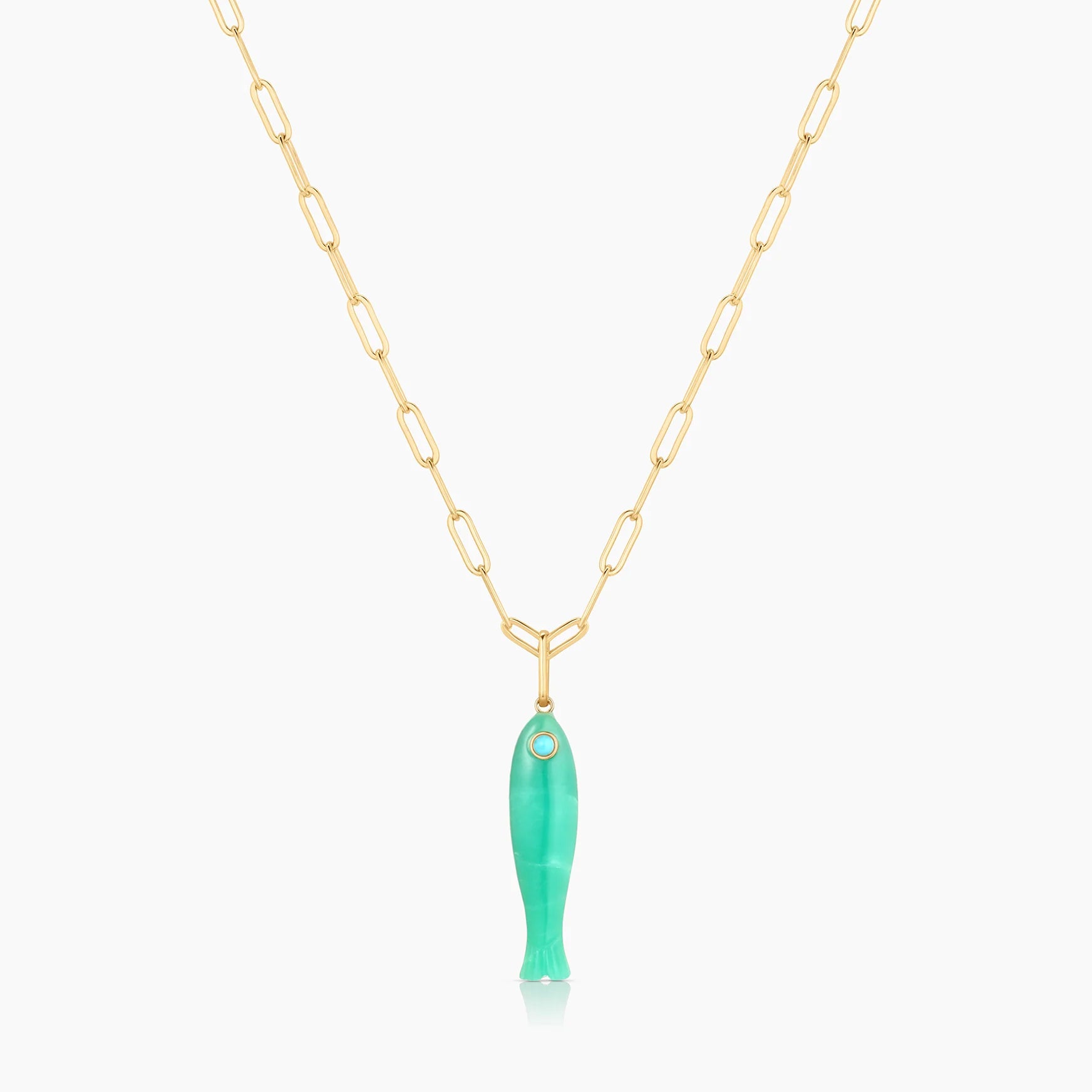 Fortuna Chrysoprase Fish Charm on chain