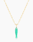 Fortuna Chrysoprase Fish Charm on chain