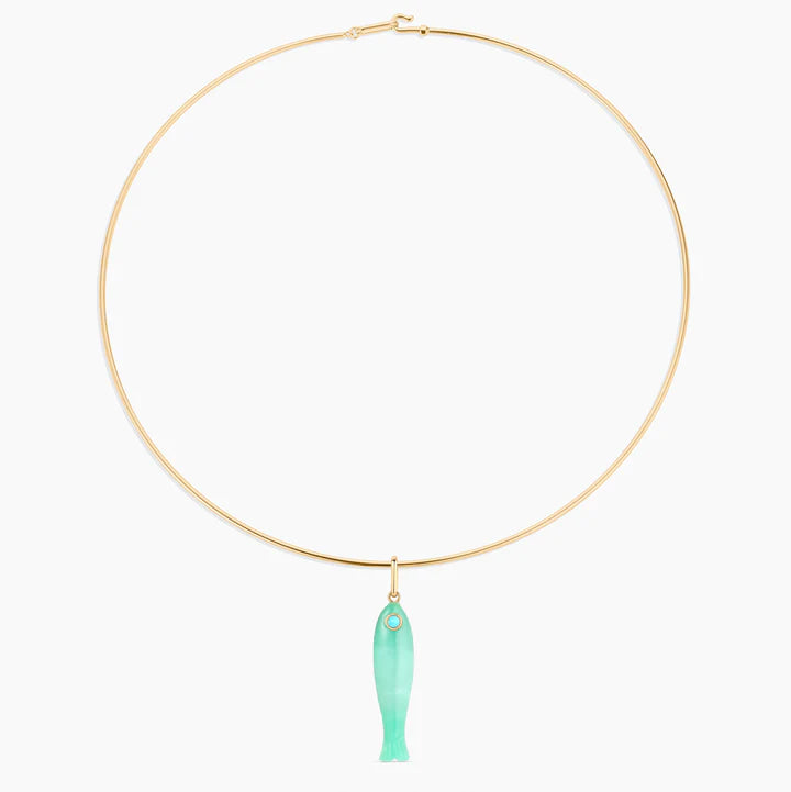 Fortuna Chrysoprase Fish Charm on collar