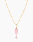 Fortuna Pink Jade Fish Charm on chain