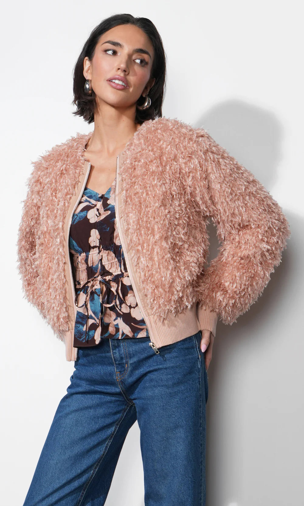 Imani Shaggy Rim Hem Jacket front