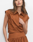 Eloise Wrap Front Poplin Top