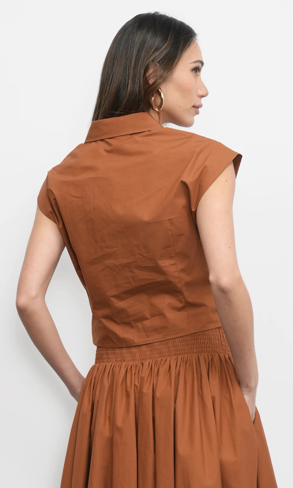 Eloise Wrap Front Poplin Top