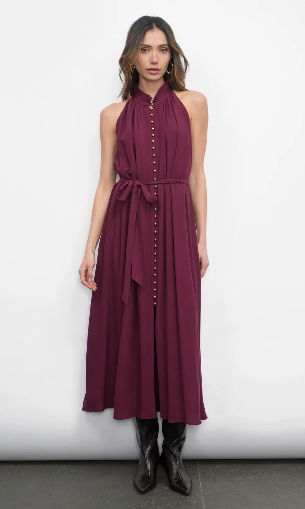 Everley Button Up Midi Dress front