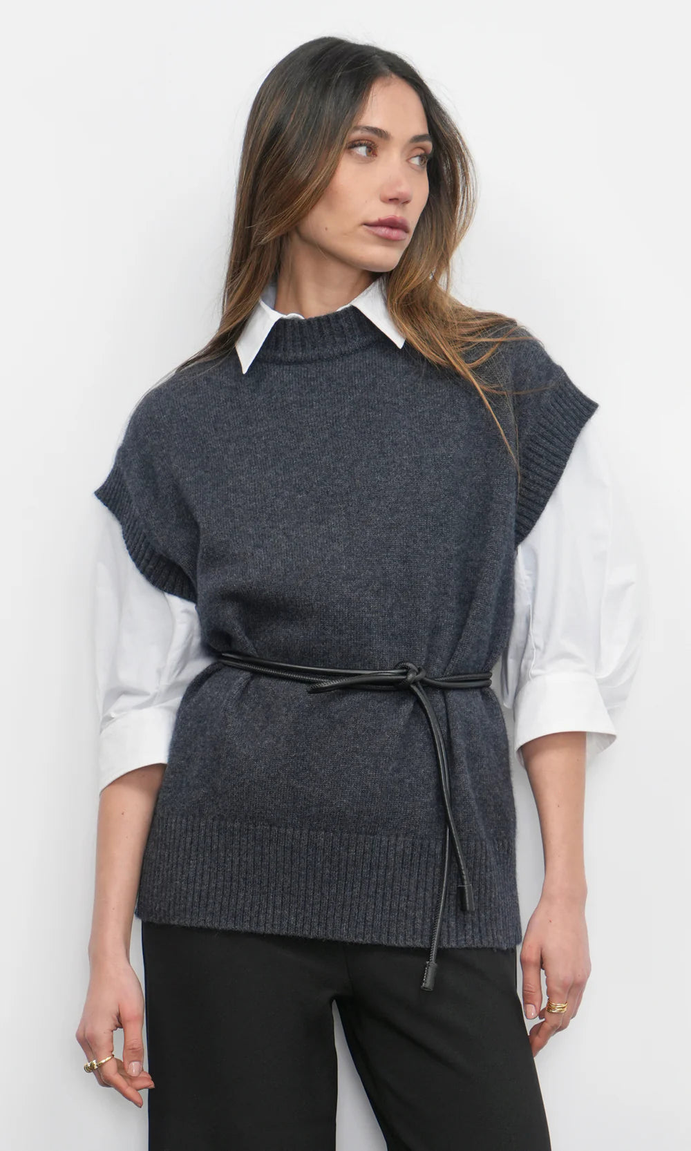 Jamie Oversized Open Back Vest front