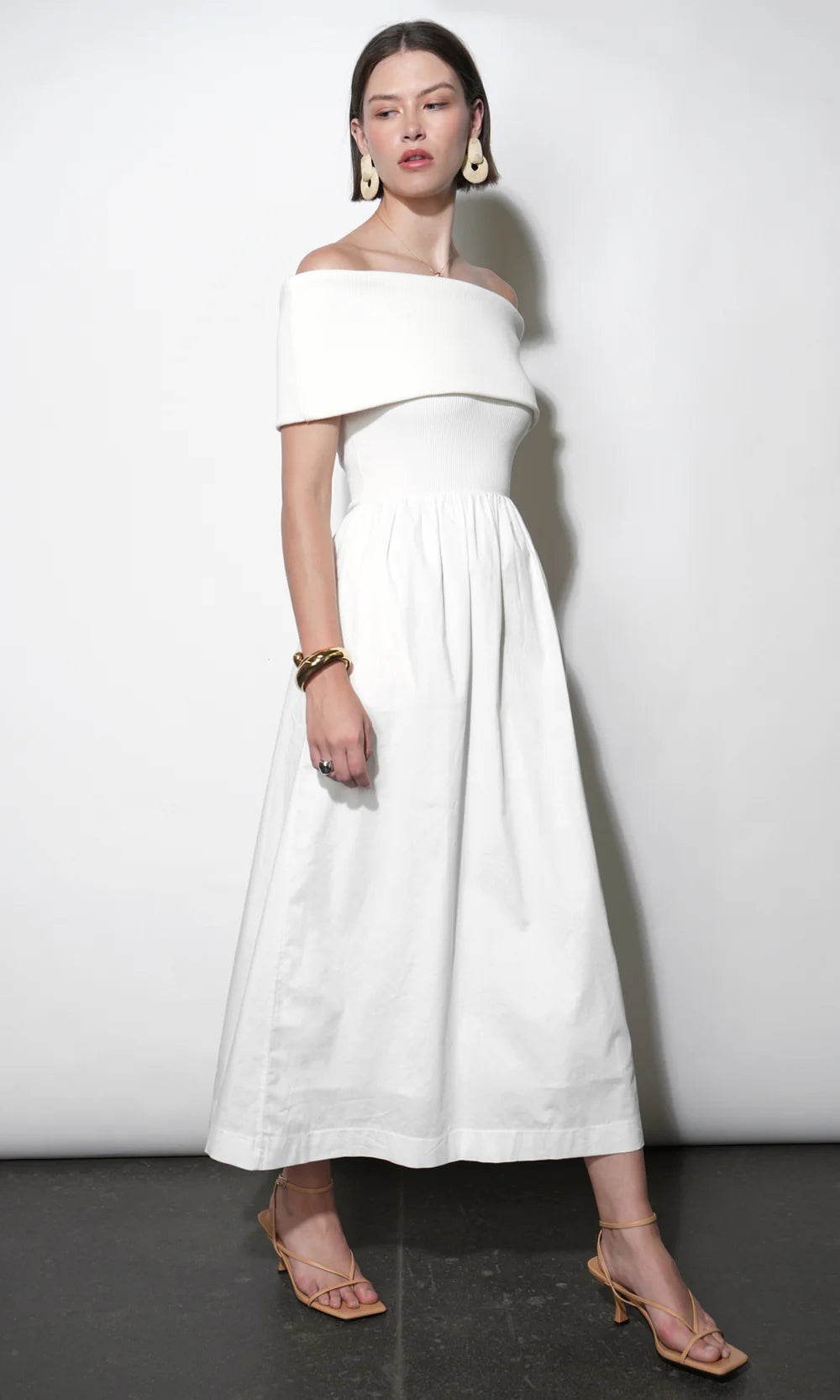 Marjorie Off Shoulder Midi Dress full body other side view