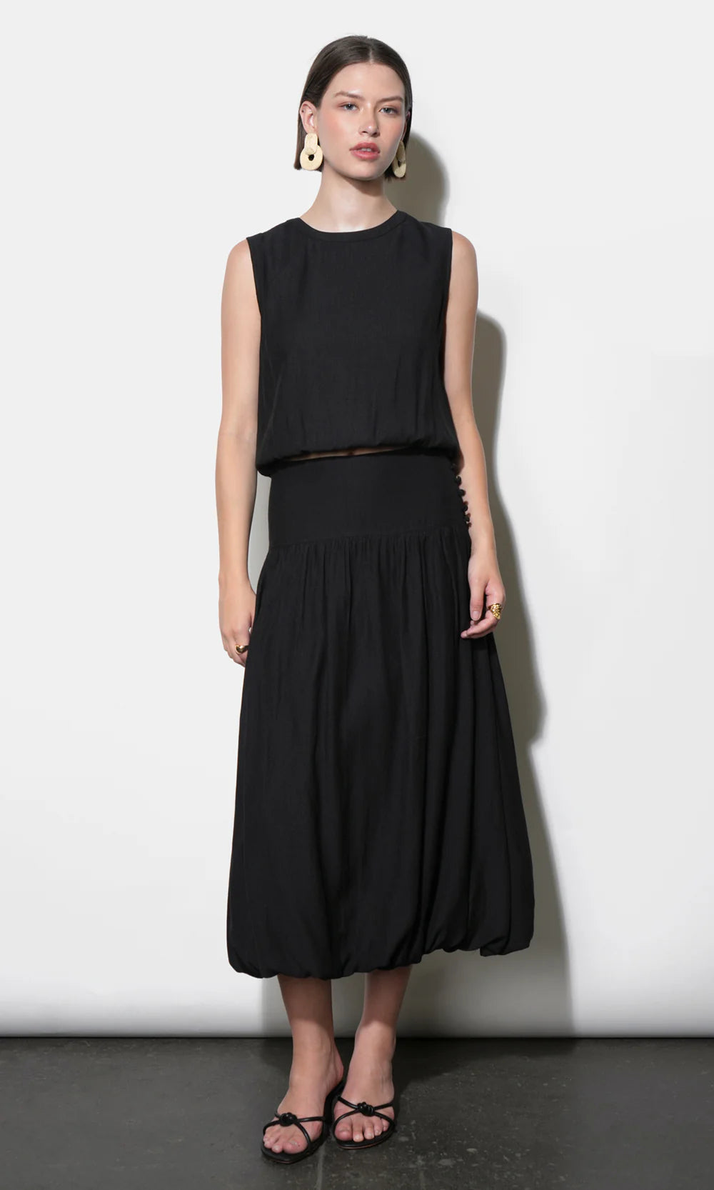 Delilah Bubble Midi Skirt full body front