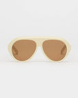 ivory sunglasses with amber lenses on a white background 
