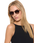 Galvan Sunglasses Bronze Chroma + Venezia on model with average, square face shape