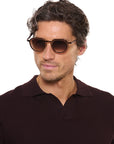 Galvan Sunglasses Bronze Chroma + Venezia on male model with average, square face shape