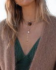 Dottie Lariat Necklace layered with choker