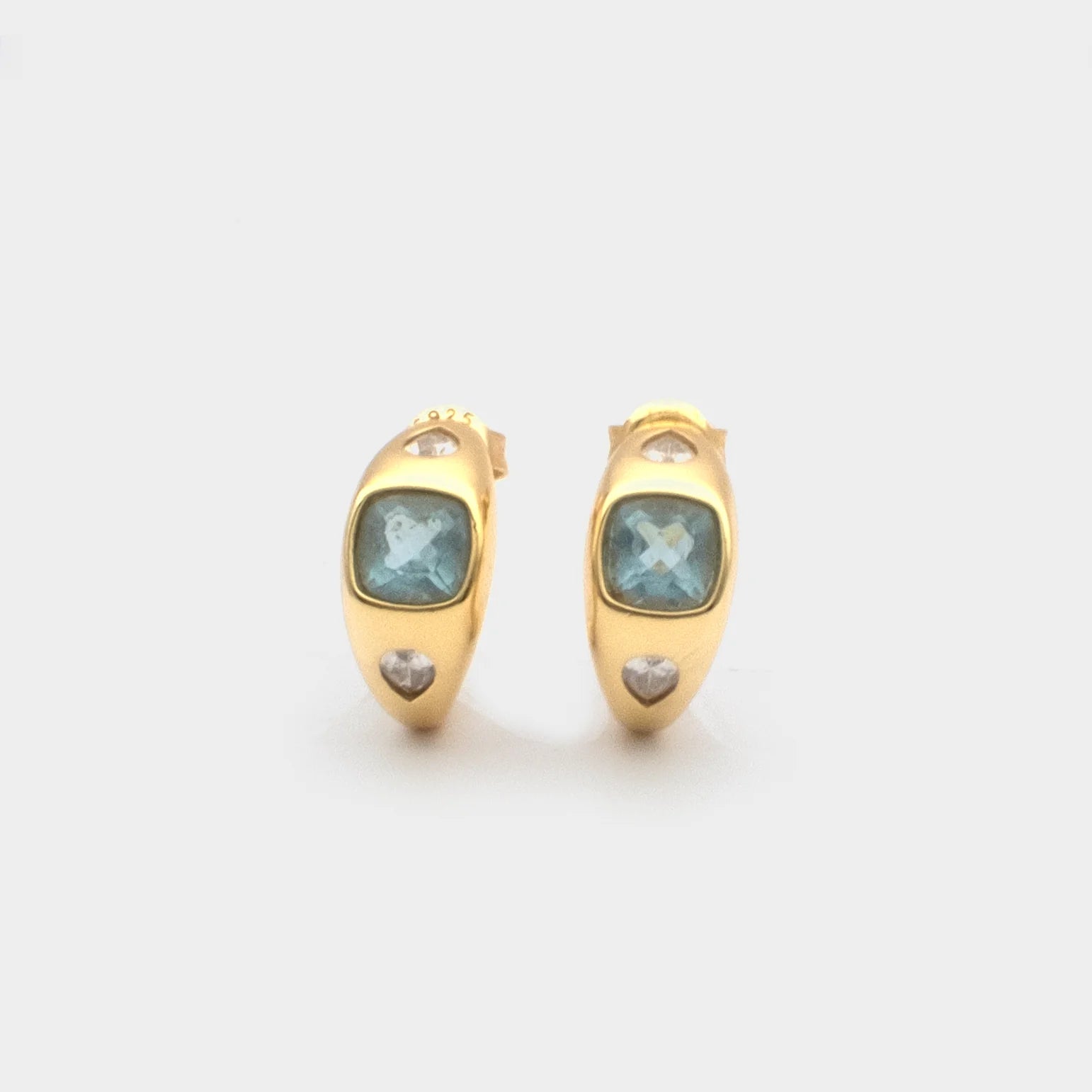 Giulia Hoop Earrings Aquamarine front view