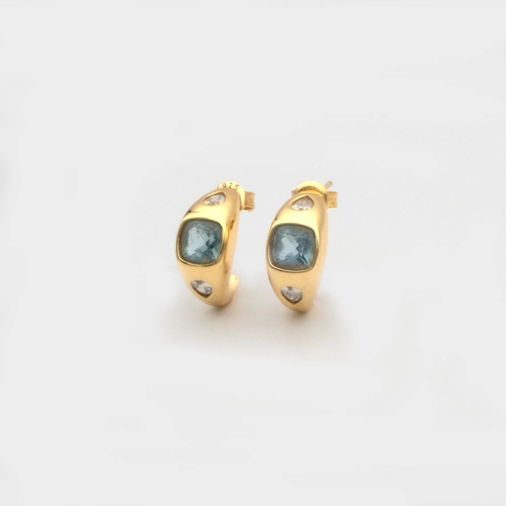 Giulia Hoop Earrings Aquamarine standing up