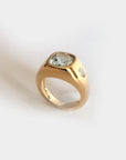 Giulia Pinky Ring Aquamarine standing up