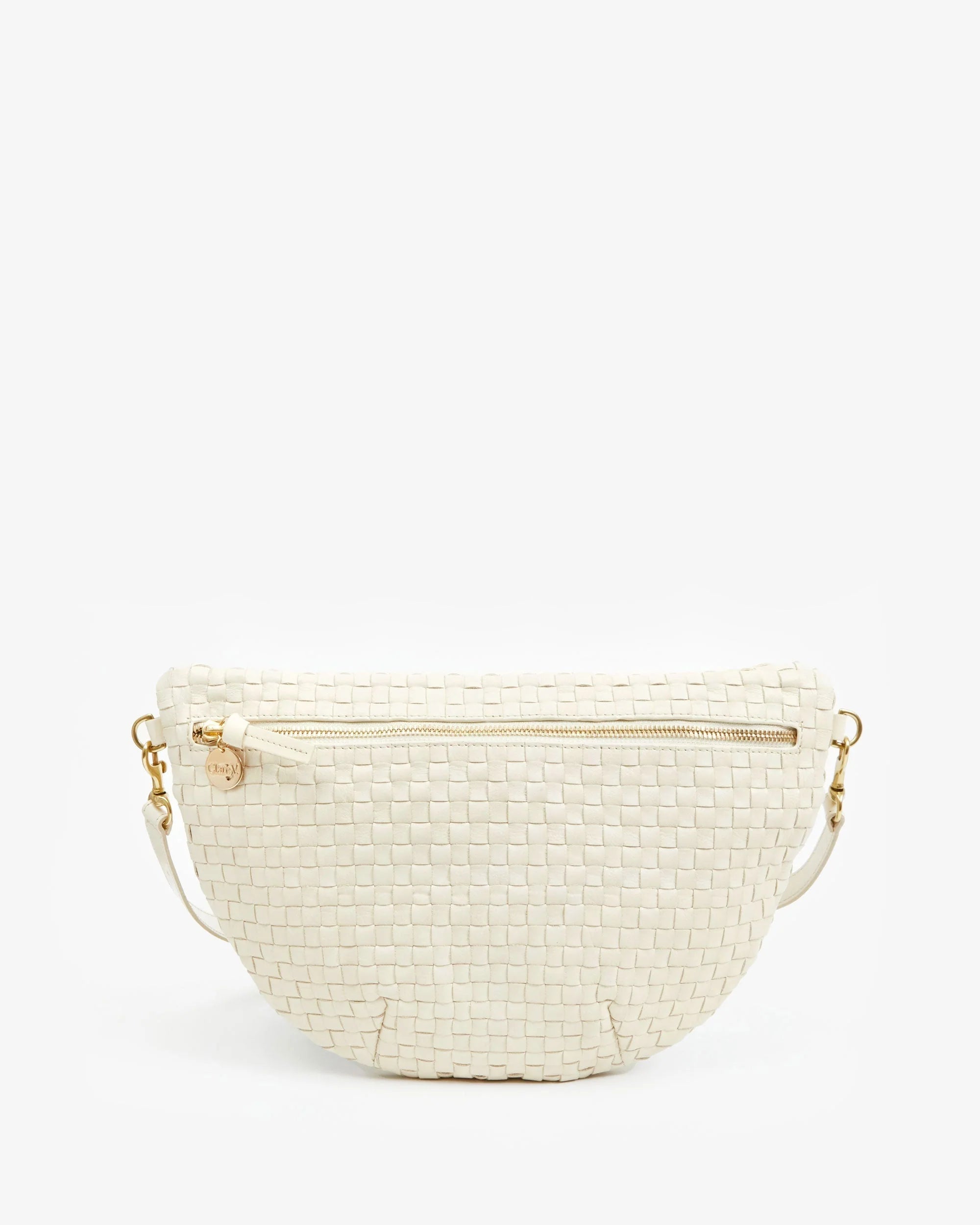 Grande Fanny Woven Checker Cream by itself front