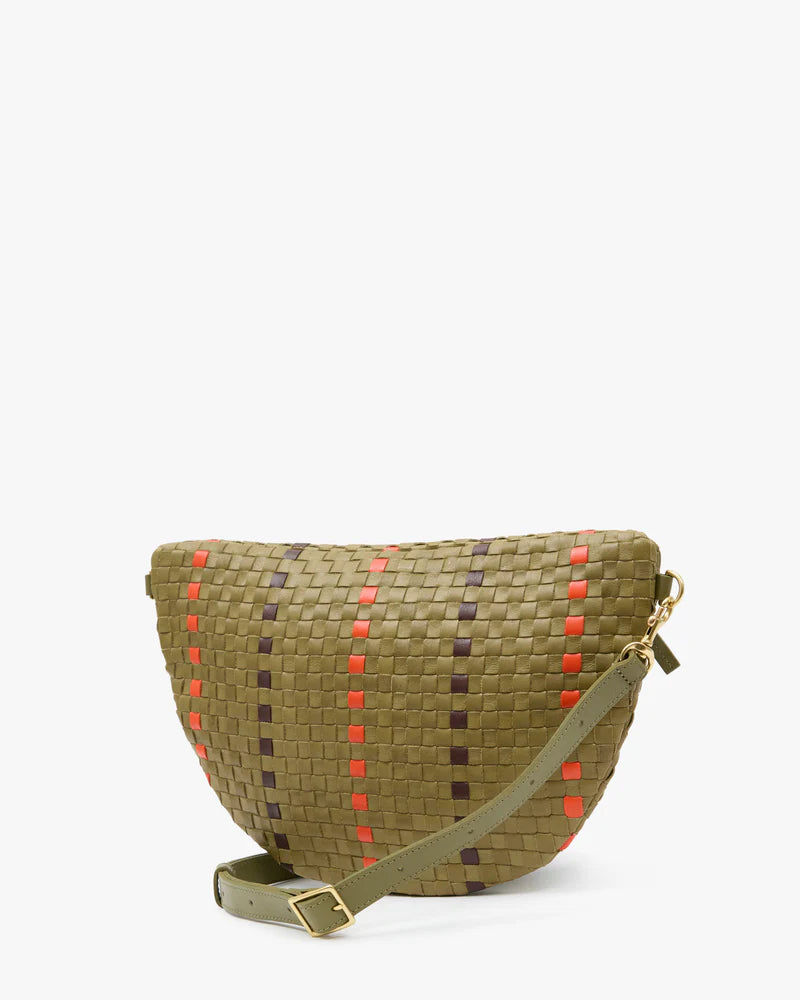 Grande Fanny in Olive Multi Woven back view on white background