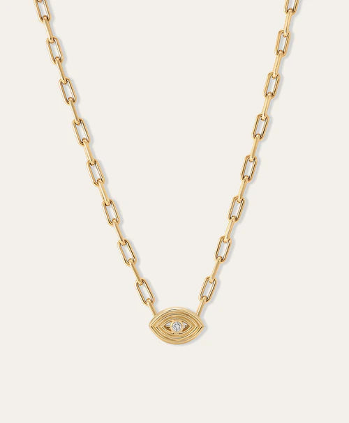 Groovy Diamond Evil Eye Big Bead on Italian link chain
