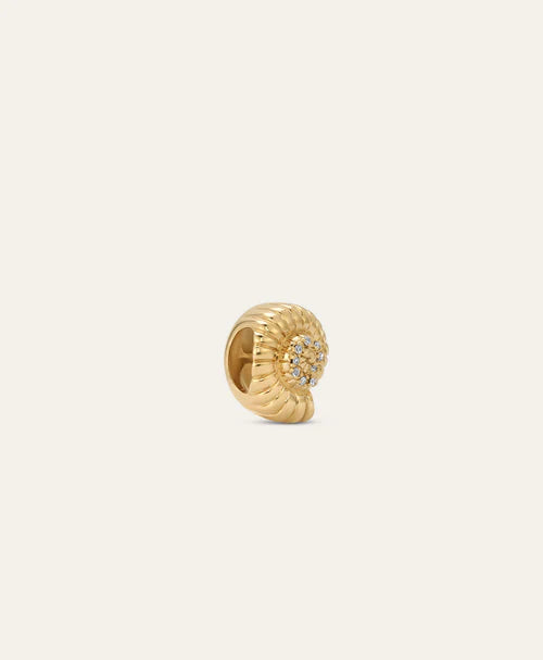 Groovy Diamond Seashell Big Bead 14k Yellow Gold side