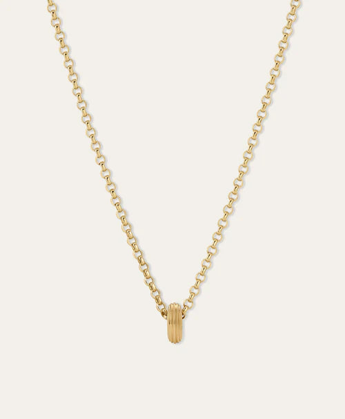 Groovy Spacer Big Bead 10k Yellow Gold on rollo chain
