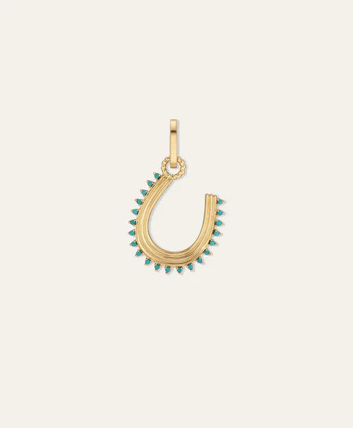 Groovy Turquoise Horseshoe Hinged Charm by itself