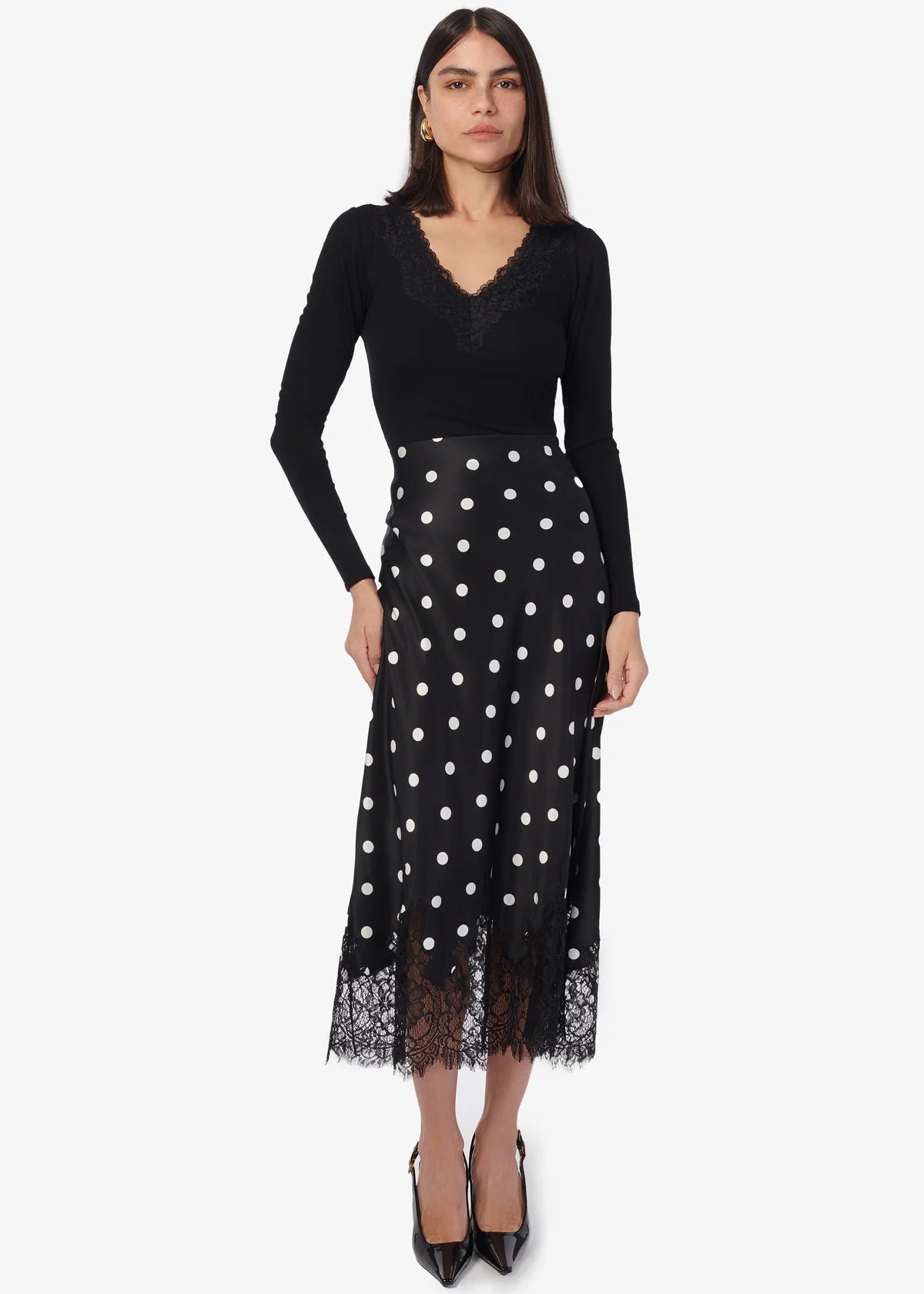 Vivienne Lace Trim Skirt full body front