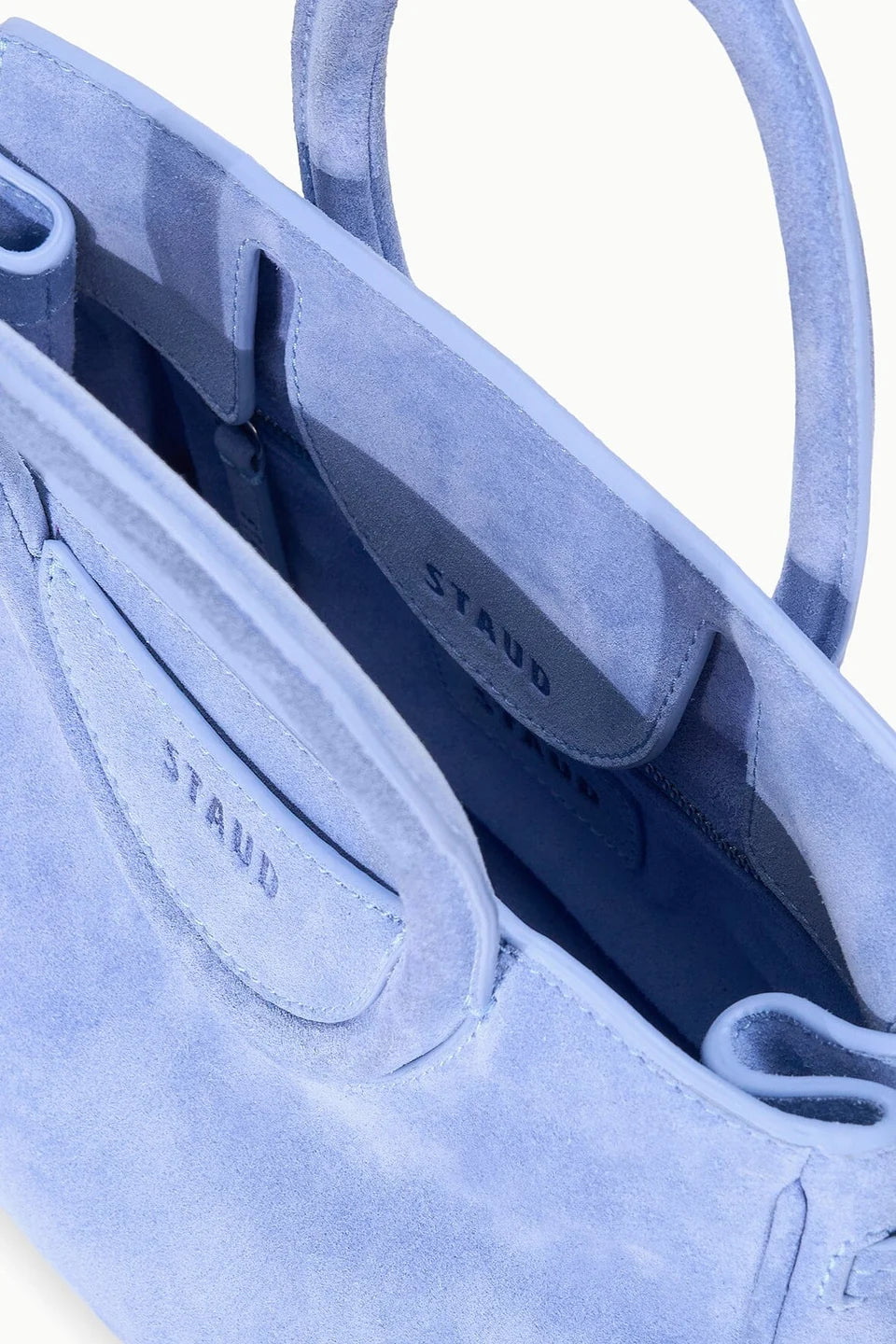 Maude Mini Carryall Cielo Suede interior view