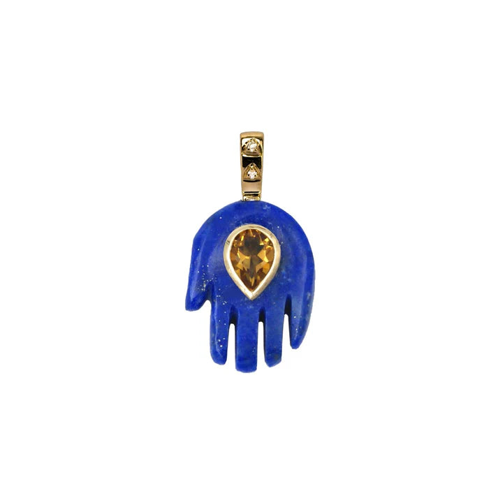 Lapis Hand Pendant close up