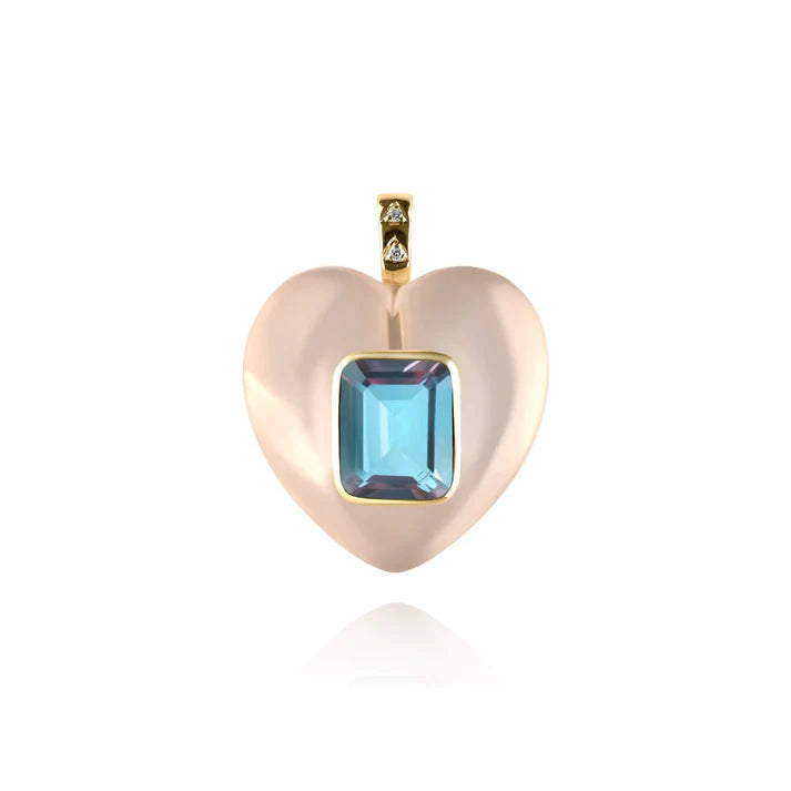 Pink Quartz Heart Pendant close up