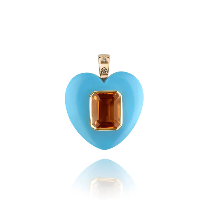Turquoise Heart Pendant close up
