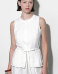 Hadley Linen Vest With Tie