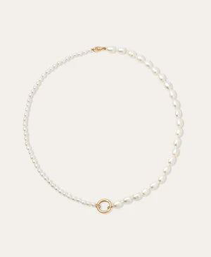 Half &amp; Half Pearl Necklace on white background