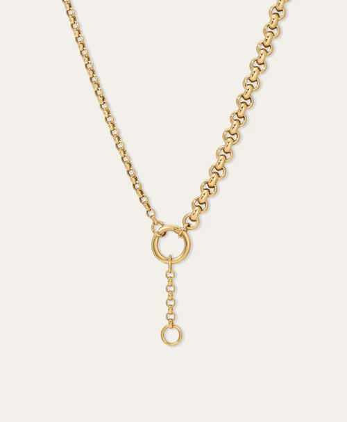 Half &amp; Half Rolo Lariat Necklace close up lariat