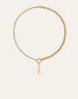 Half & Half Rolo Lariat Necklace by itself