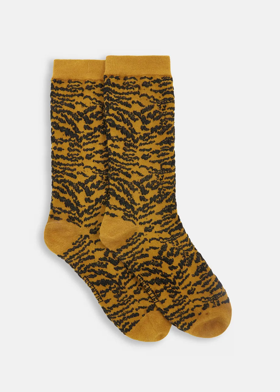 Ifari Zebra Jacquard Socks Cinnamon by itself