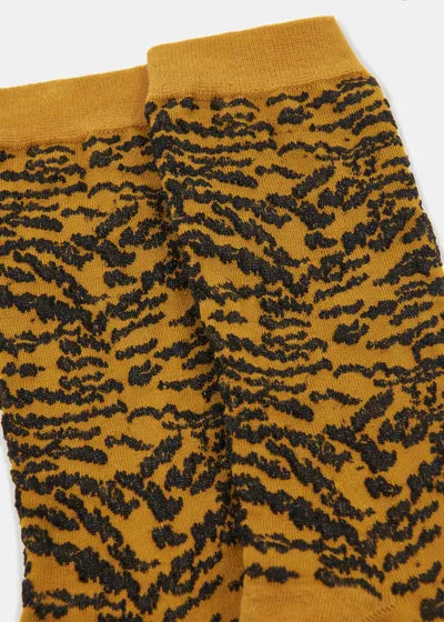 Ifari Zebra Jacquard Socks Cinnamon close up