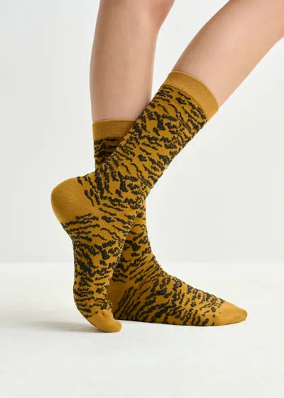 Ifari Zebra Jacquard Socks Cinnamon