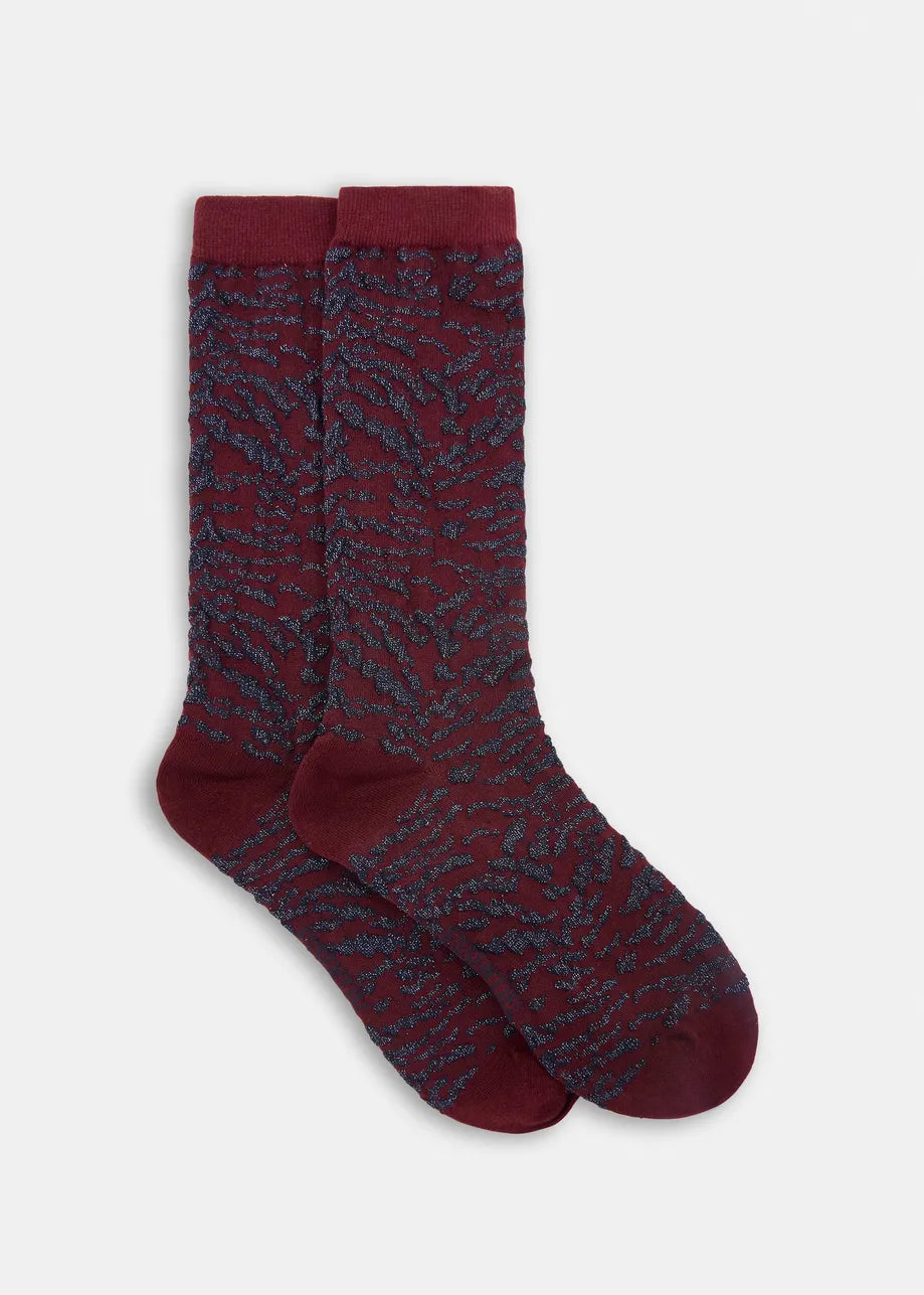 Ifari Zebra Jacquard Socks Margot Mauve by itself