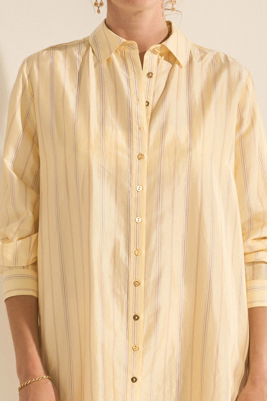 Ilio Nema Arion Killini Stripe Shirt Dress close up detail