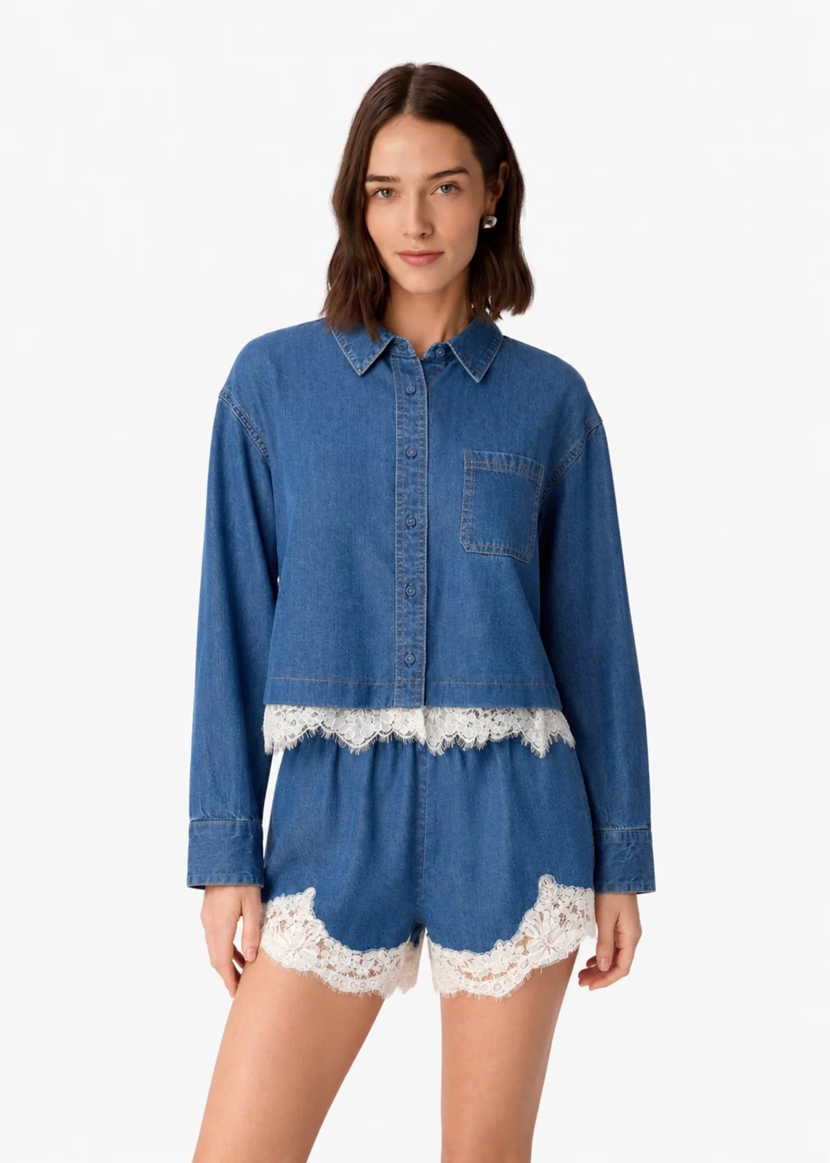 Alona Short front view on model with matching top