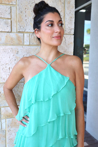 Poise Halter Maxi in Carribean close up