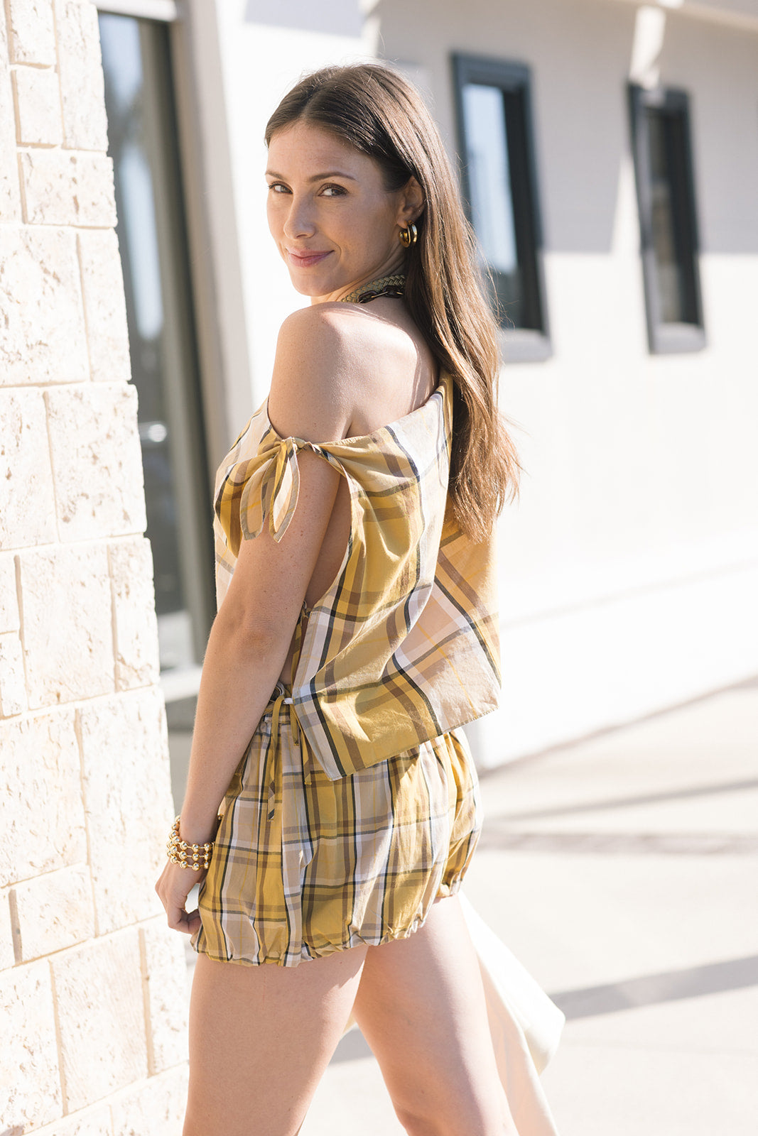 Copeland Plaid Top side/back view