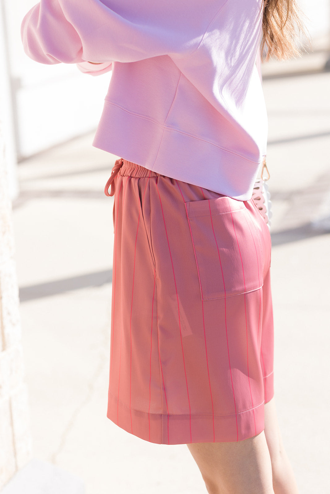 Crinkle Satin Stripe Boxer Short close up side