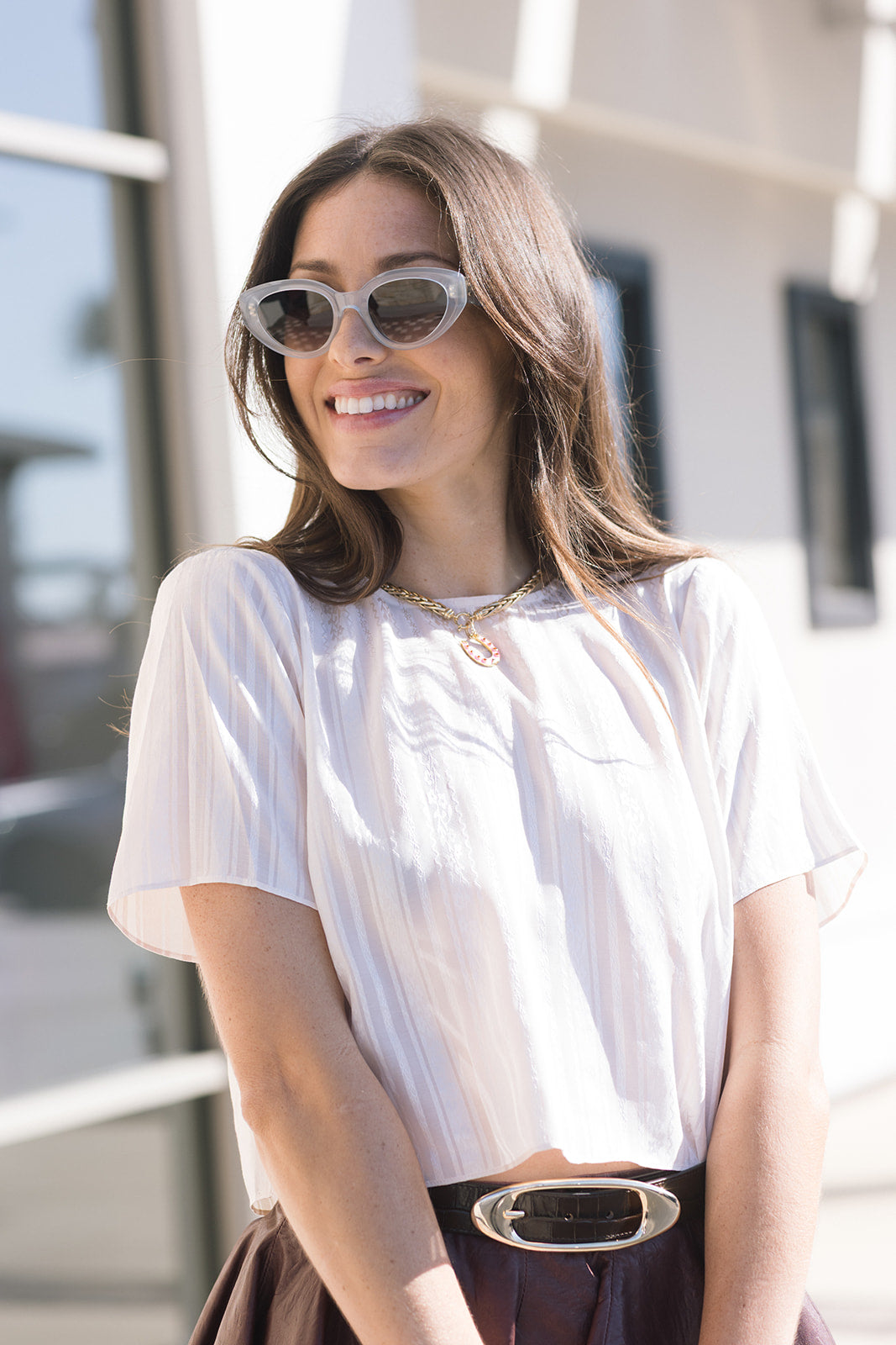 Josey Jacquard Stripe Tee close up front